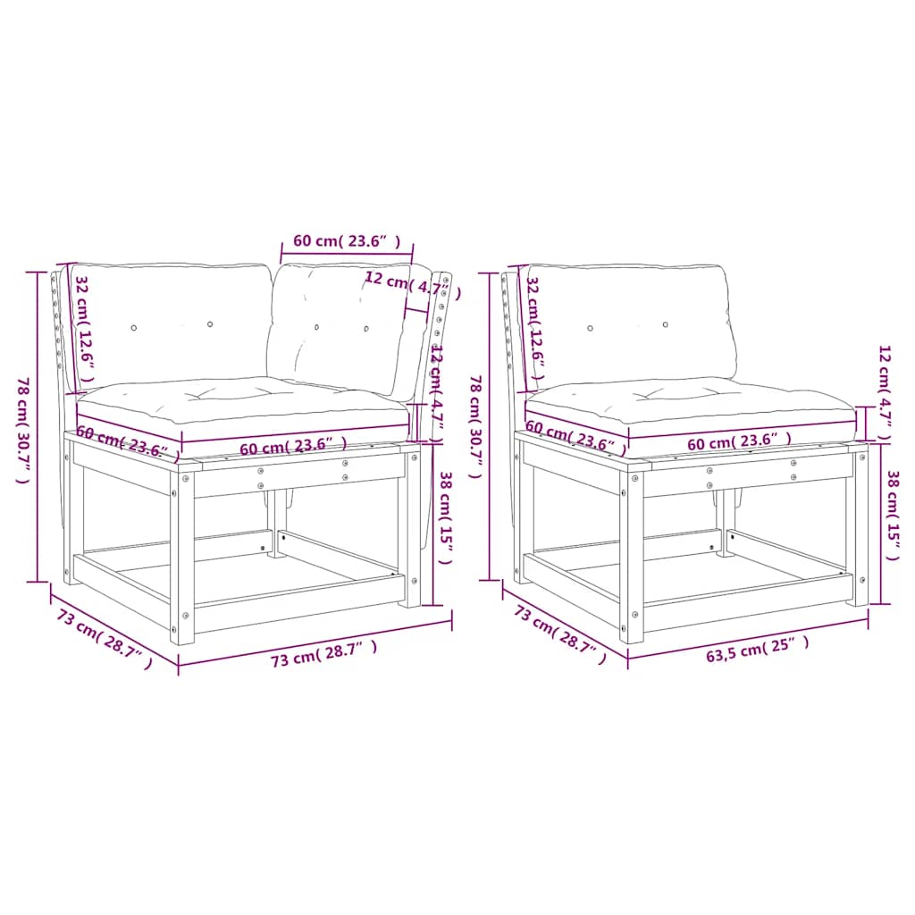 5 Piece Garden Sofa Set with Cushions White Solid Wood Pine