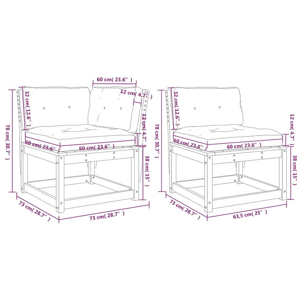 6 Piece Garden Sofa Set with Cushions White Solid Wood Pine