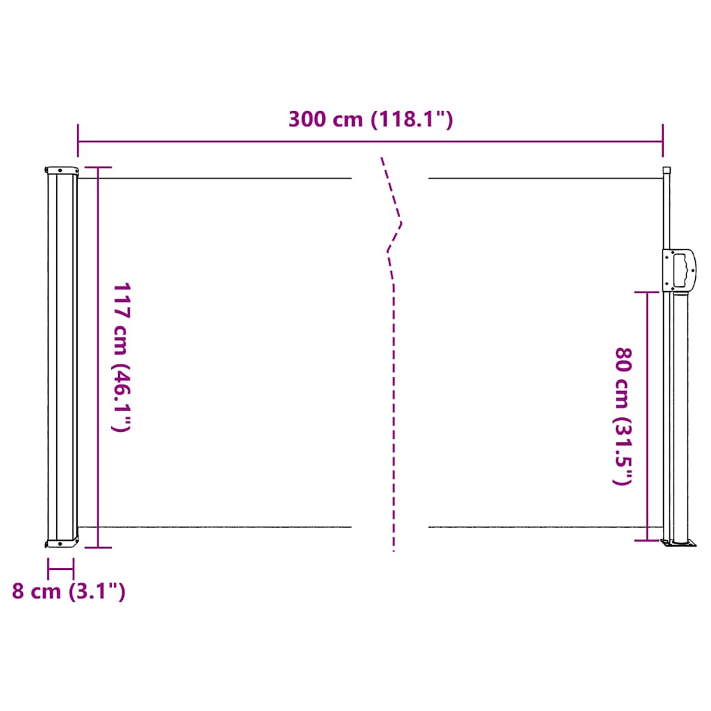 Retractable Side Awning Brown 117x300 cm