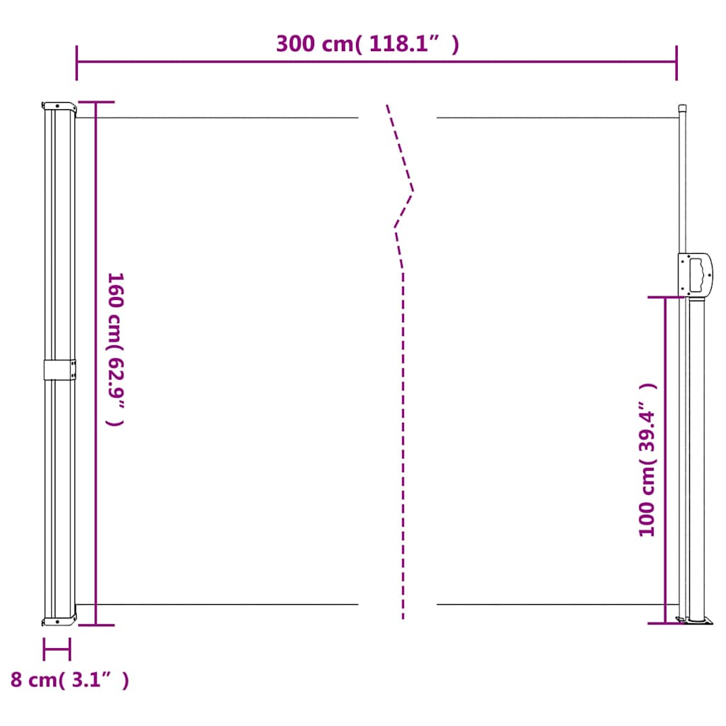 Retractable Side Awning Taupe 160x300 cm