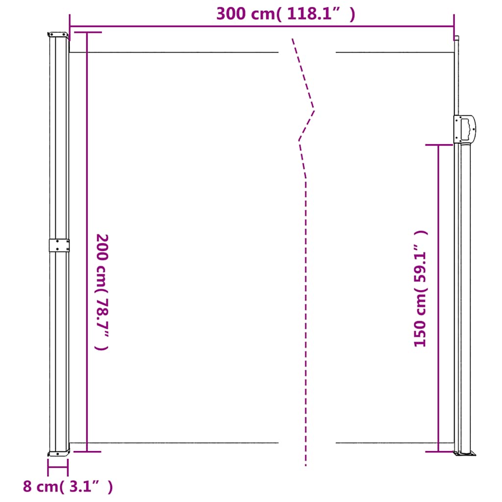 Retractable Side Awning White 200x300 cm