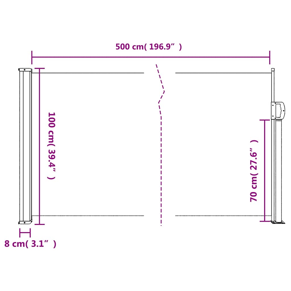 Retractable Side Awning Dark Green 100x500 cm