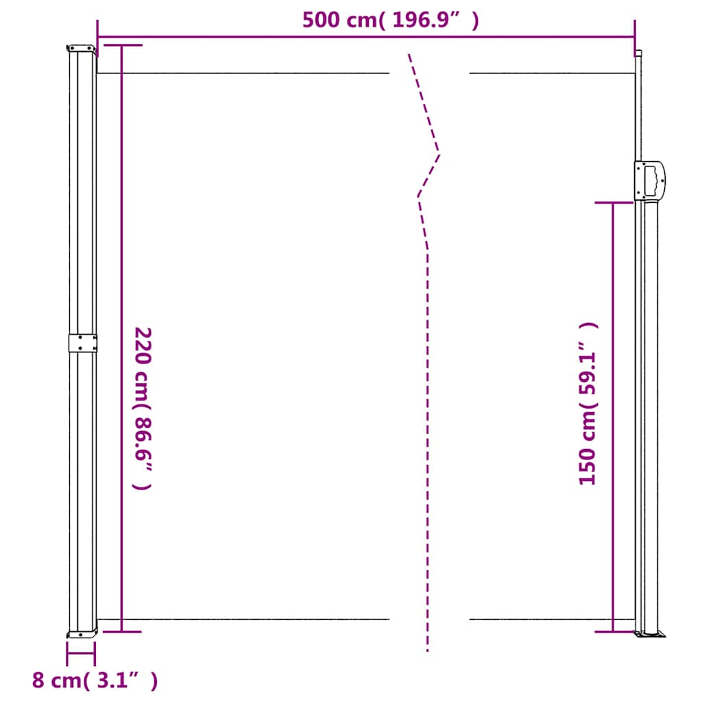 Retractable Side Awning Taupe 220x500 cm