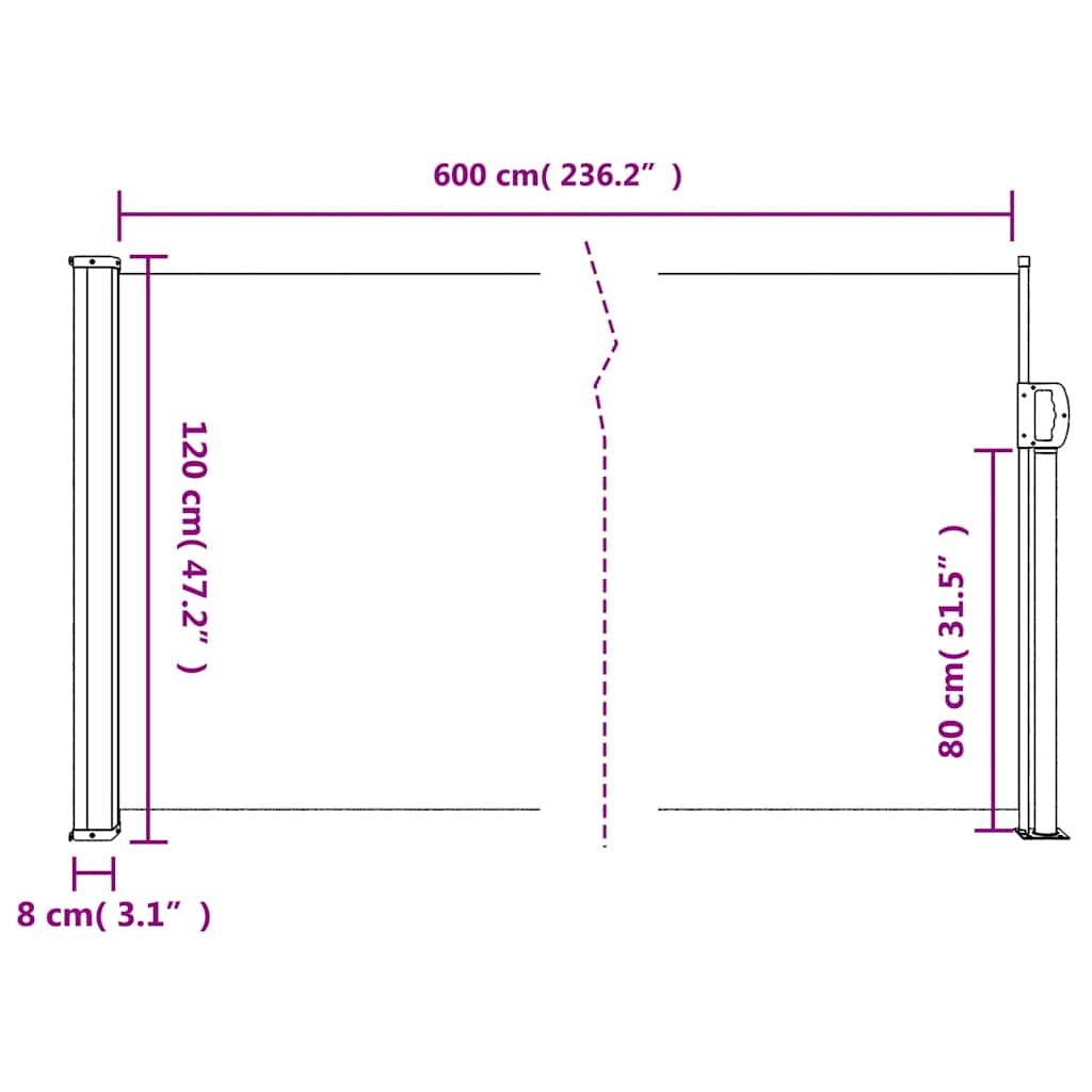 Retractable Side Awning Brown 120x600 cm