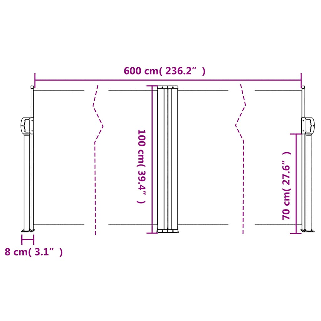 Retractable Side Awning Anthracite 100x600 cm