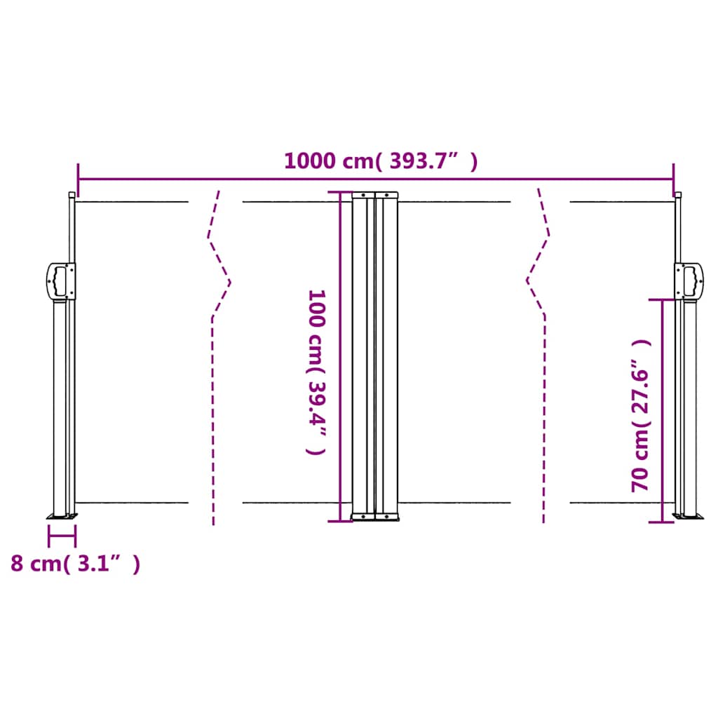 Retractable Side Awning Anthracite 100x1000 cm