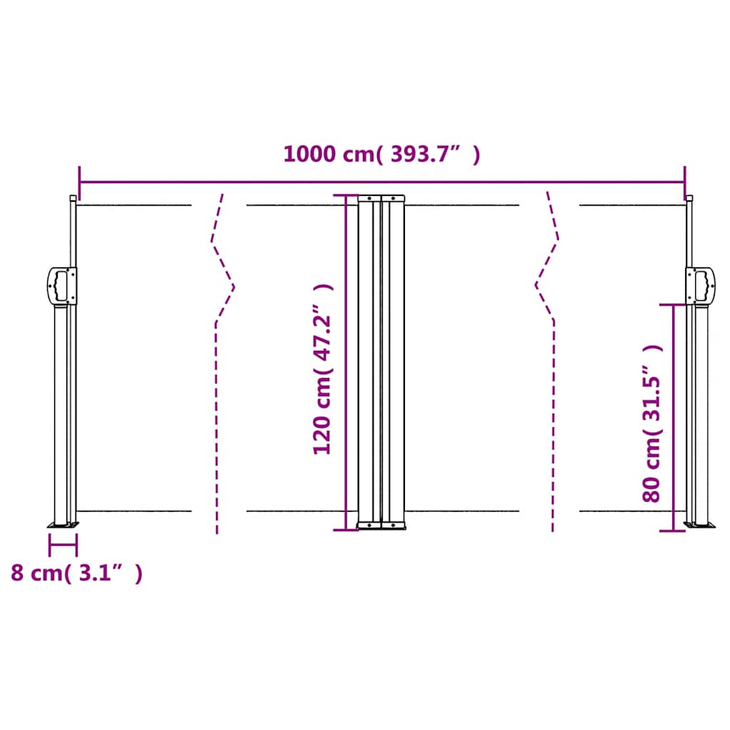 Retractable Side Awning White 120x1000 cm