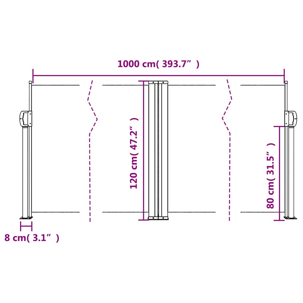 Retractable Side Awning Taupe 120x1000 cm