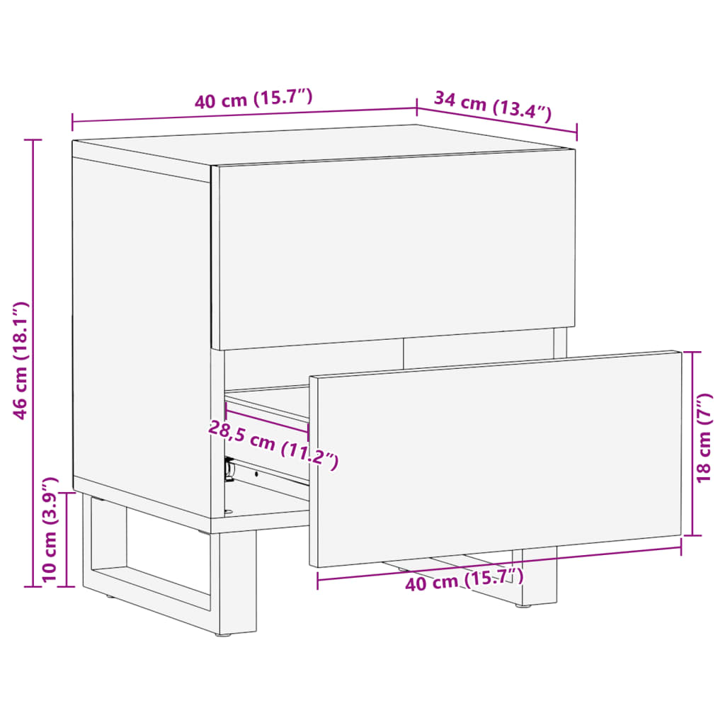 Bedside Cabinets 2 pcs 40x34x46 cm Solid Wood Bleached Mango
