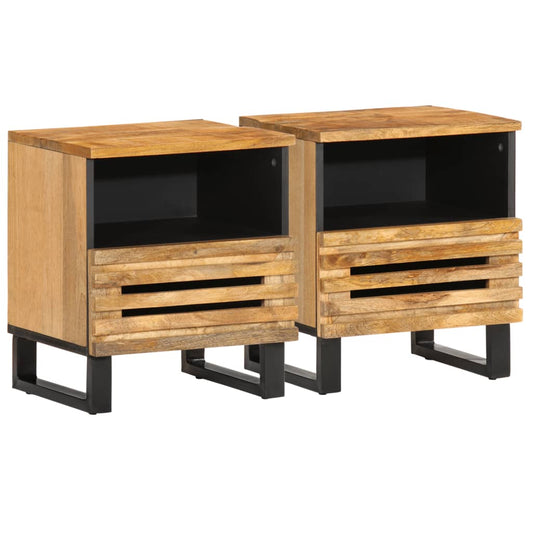 Bedside Cabinets 2 pcs 40x34x46 cm Solid Wood Rough Mango