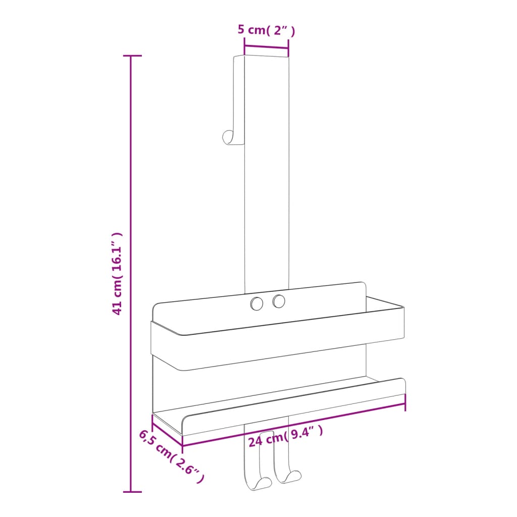 Hanging Shower Caddy Matt Black 304 Stainless Steel Medium Hooks