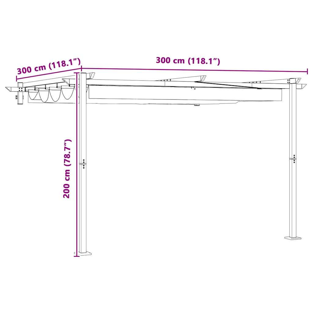 Gazebo 300 x 300 x 200 cm Anthracite Polyester