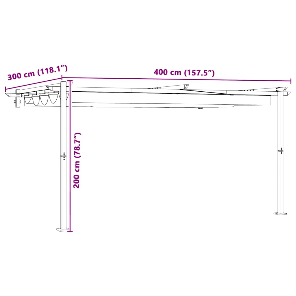 Gazebo 400 x 300 x 200 cm Cream Polyester