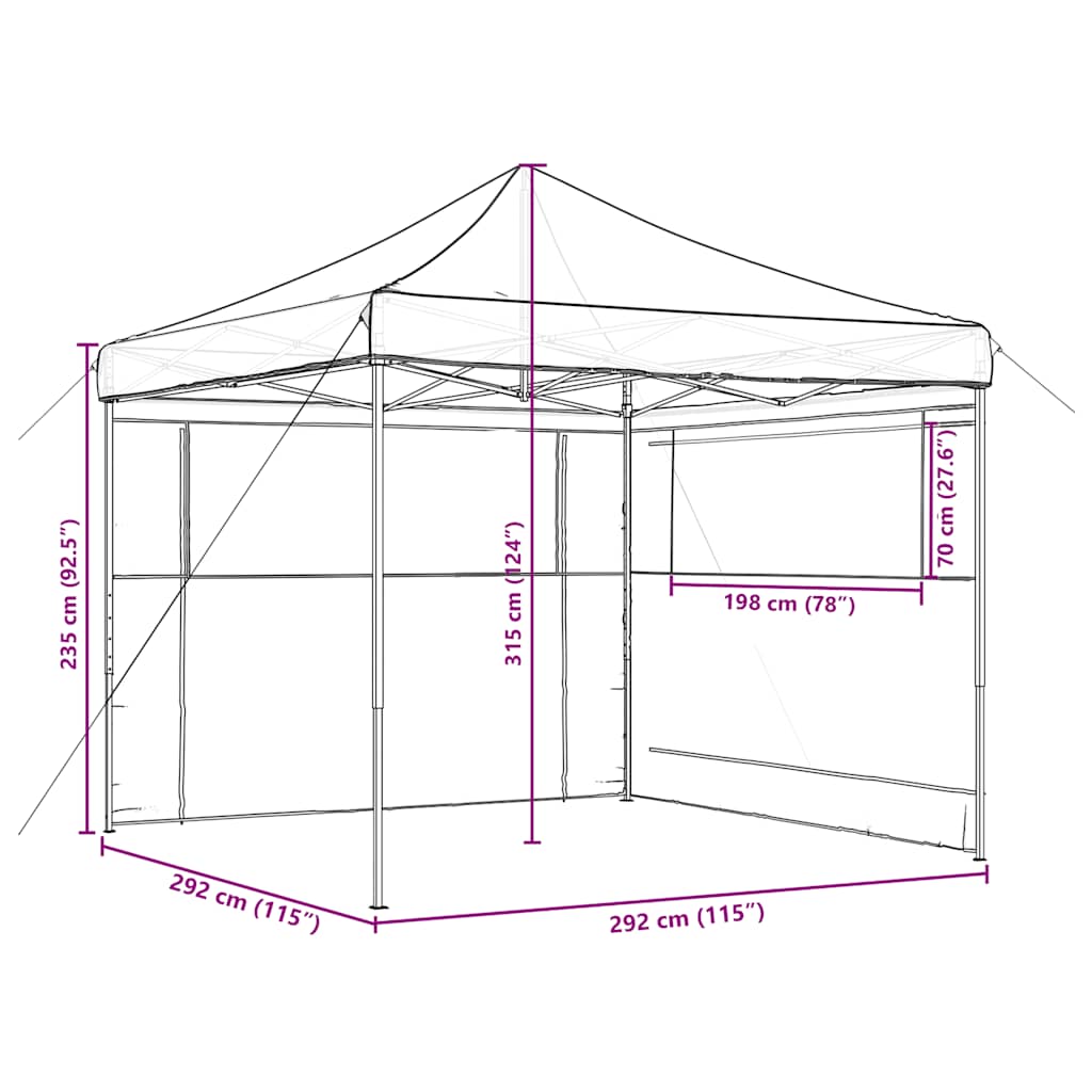 Foldable Party Tent Pop-Up with 2 Sidewalls Black