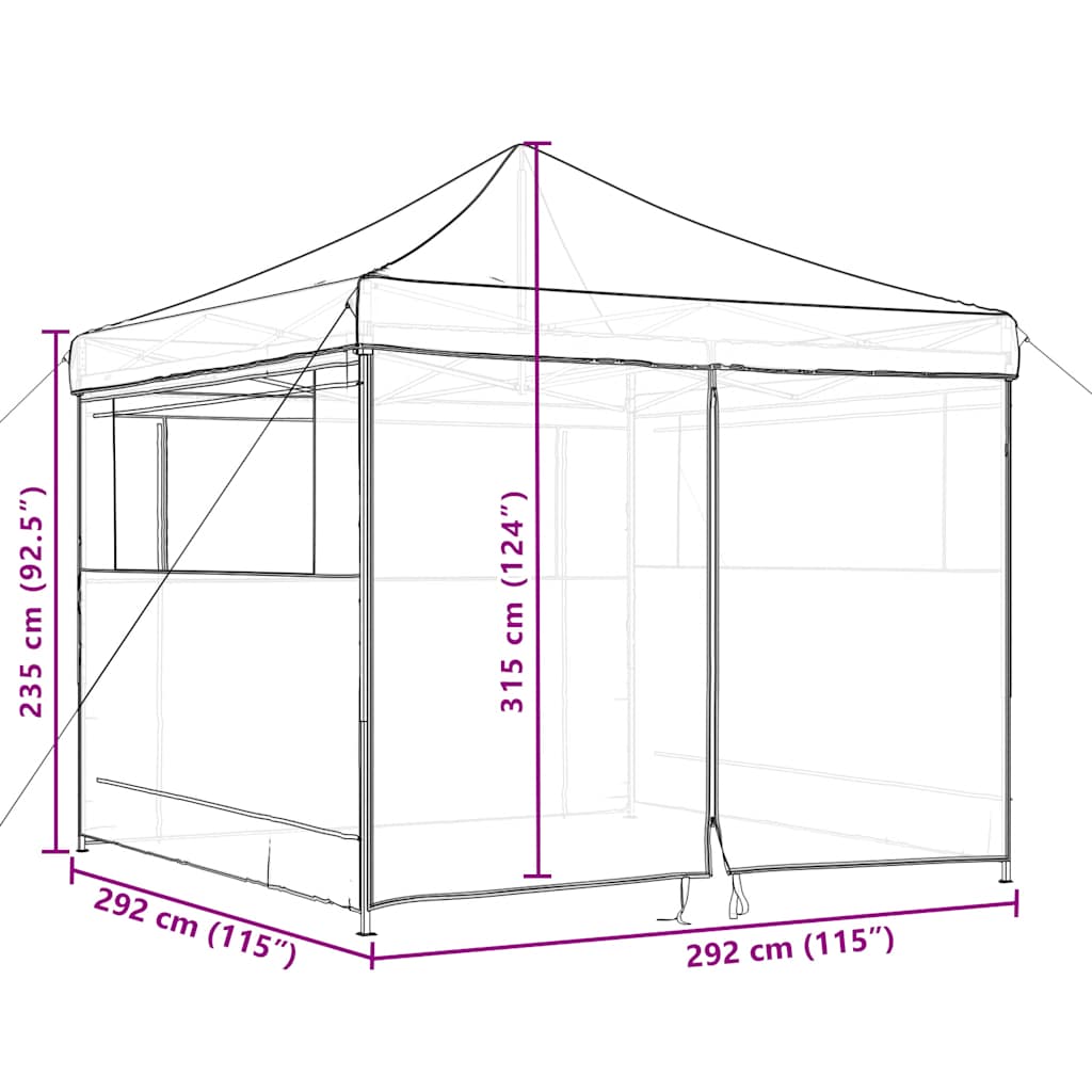 Foldable Party Tent Pop-Up with 4 Sidewalls Black