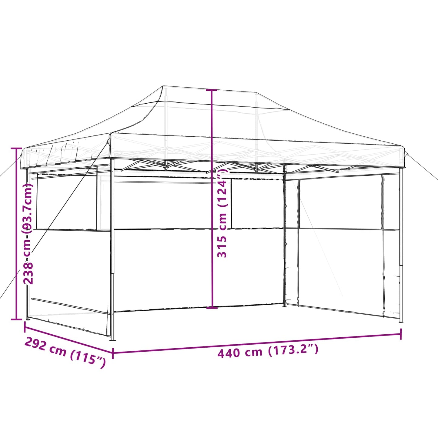 Party Tent Orange with Blue Frame Oxford Fabric