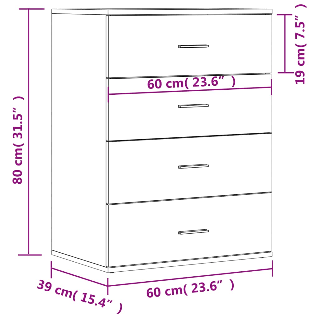 Sideboard White 60x39x80 cm Engineered Wood