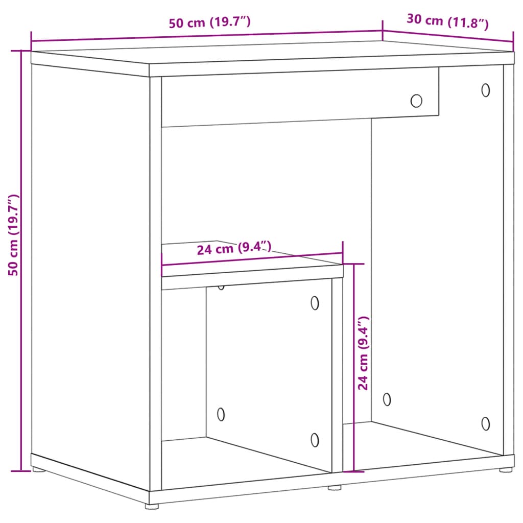 Side Tables 2 pcs Grey Sonoma 50x30x50 cm Engineered Wood