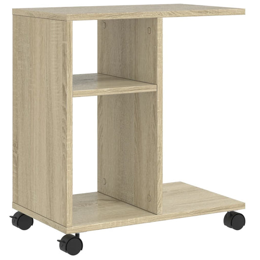 Side Table with Wheels Sonoma Oak 50x30x55 cm Engineered Wood