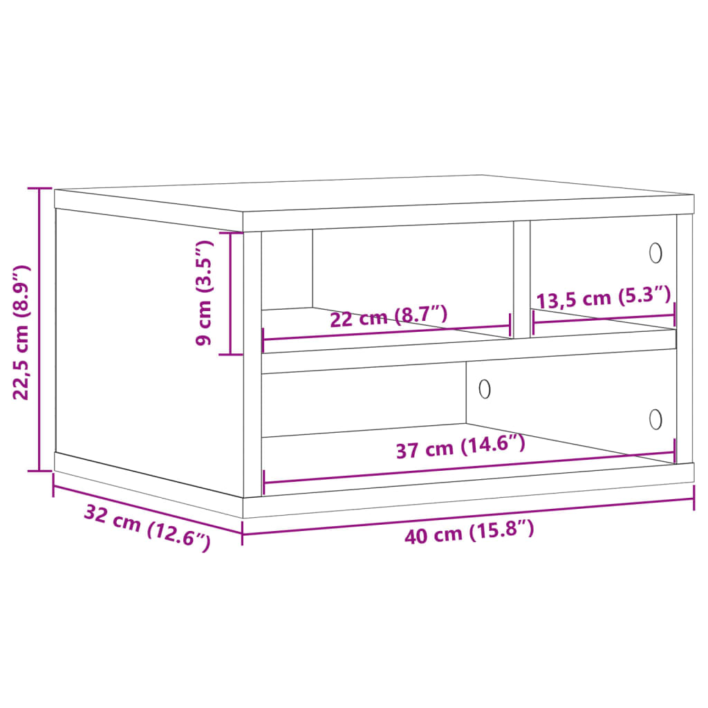 Printer Stand Grey Sonoma 40x32x22,5 cm Engineered Wood