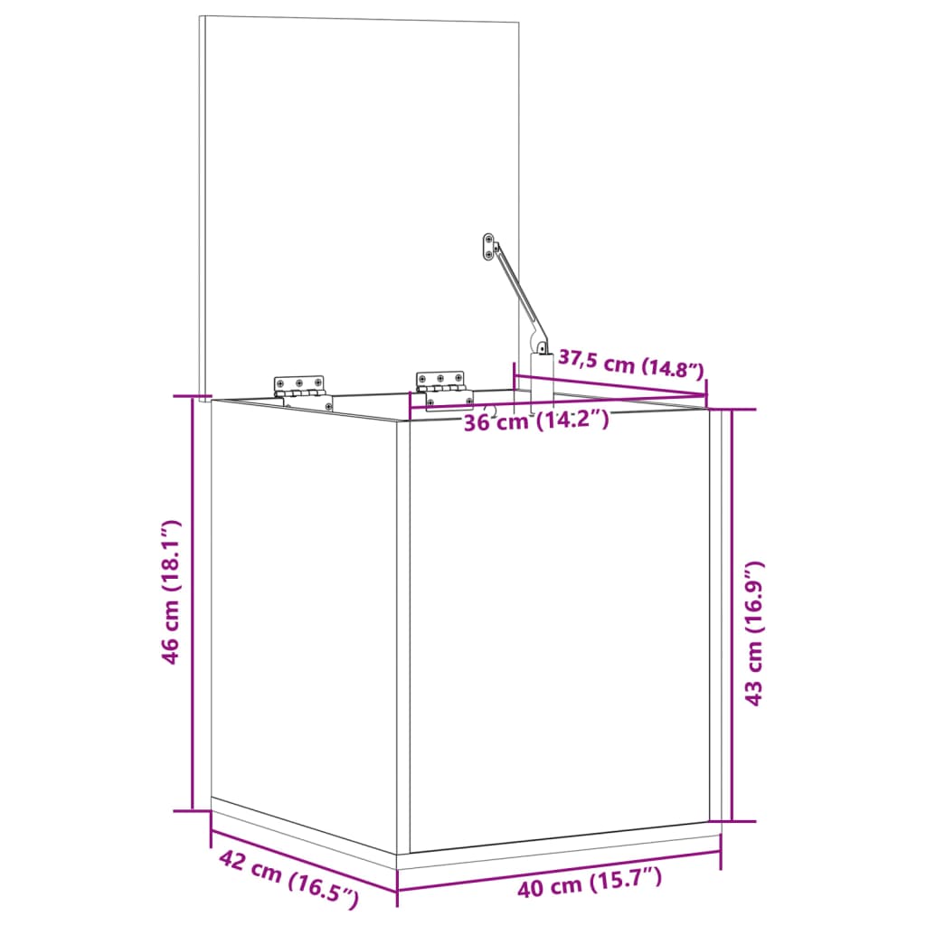 Storage Box White 40x42x46 cm Engineered Wood
