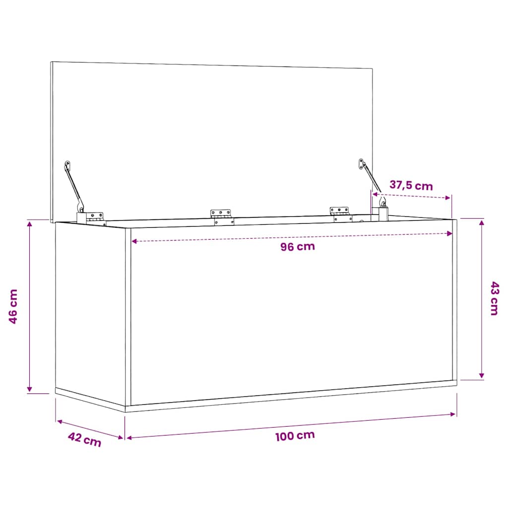 Storage Box Smoked Oak 100x42x46 cm Engineered Wood