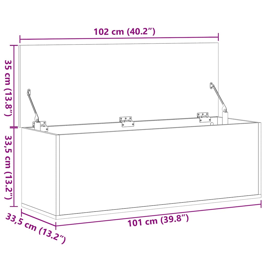 Storage Box White 102x35x35 cm Engineered Wood