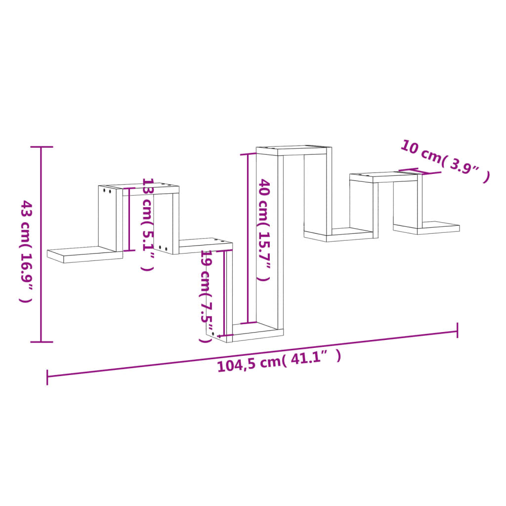Wall Shelf Smoked Oak 104.5x10x43 cm Engineered Wood