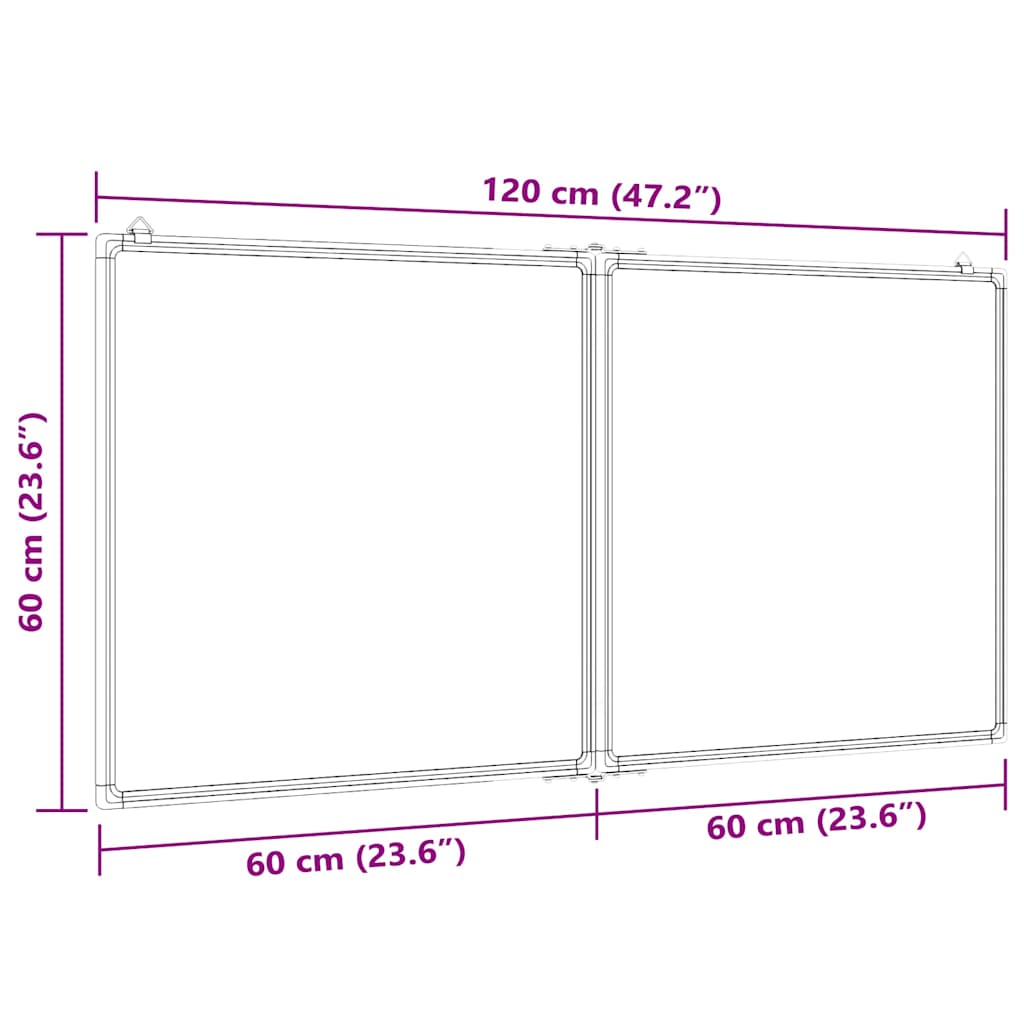 Magnetic Whiteboard Foldable 120x60x1.7 cm Aluminium