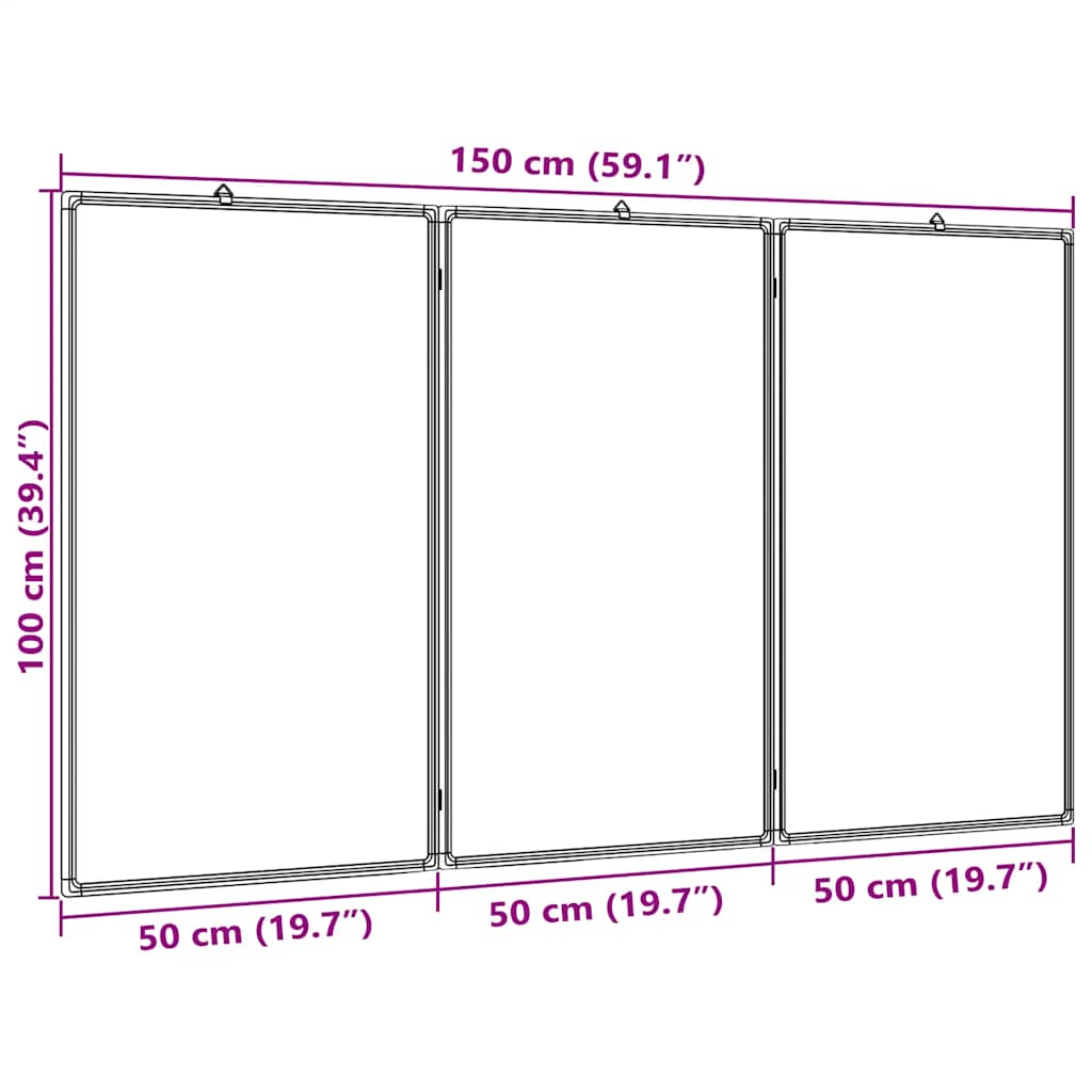 Magnetic Whiteboard Foldable 150x100x1.7 cm Aluminium
