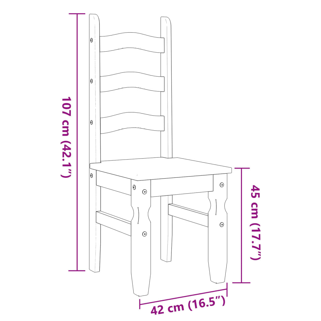 Dining Chairs 2 pcs "Corona" Grey 42x47x107 cm Solid Wood Pine