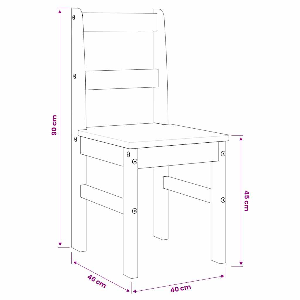 Dining Chairs 2 pcs PANAMA Grey 40x46x90 cm Solid Wood Pine