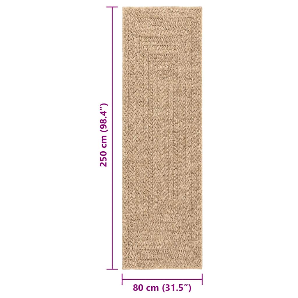 Rug ZIZUR 80x250 cm Jute Look Indoor and Outdoor