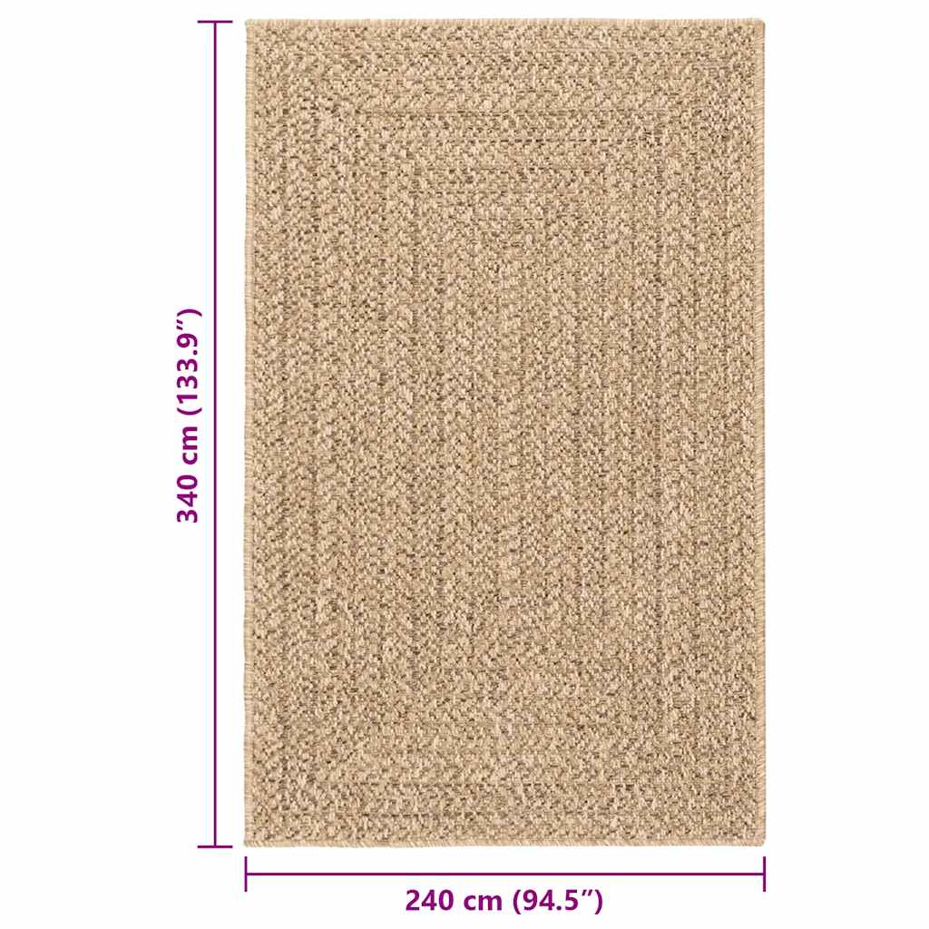 Rug ZIZUR 240x340 cm Jute Look Indoor and Outdoor