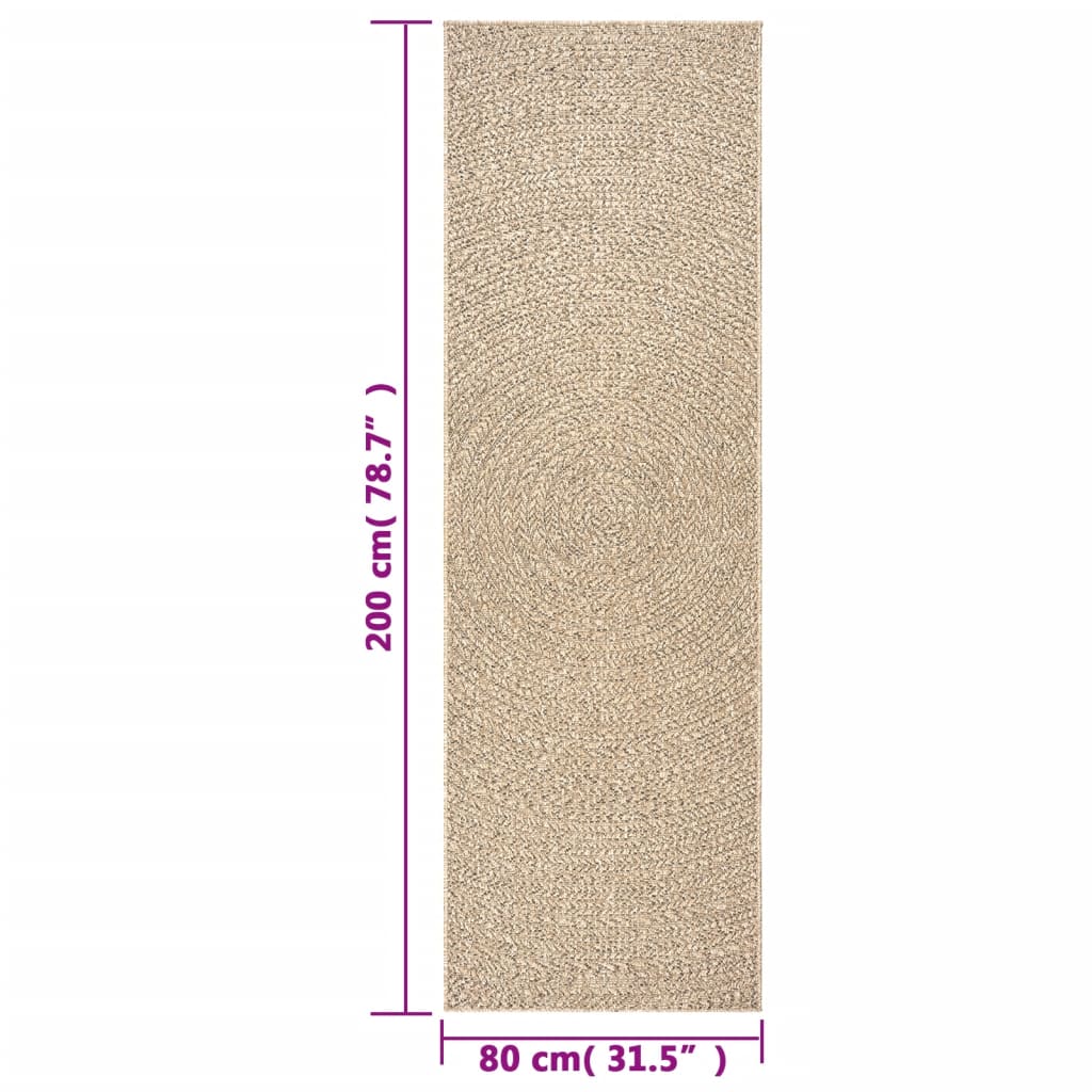 Rug ZIZUR 80x200 cm Jute Look Indoor and Outdoor
