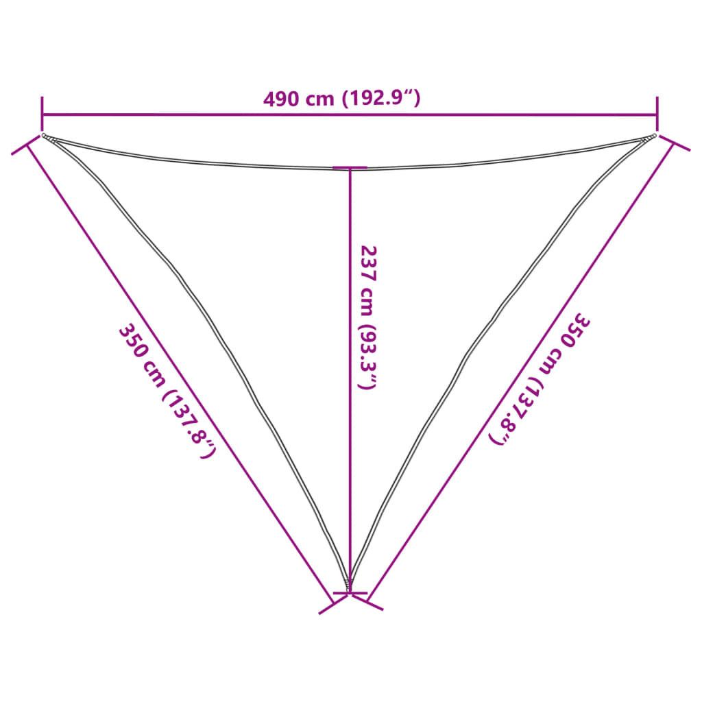 Sunshade Sail 160 g/m² Triangular Light Grey 3.5x3.5x4.9 m HDPE
