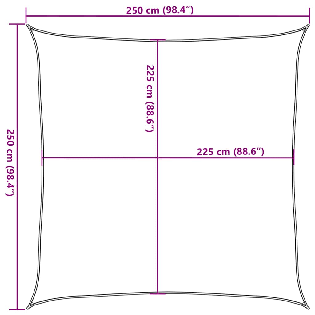 Sunshade Sail 160 g/m² Square Sand 2.5x2.5 m HDPE