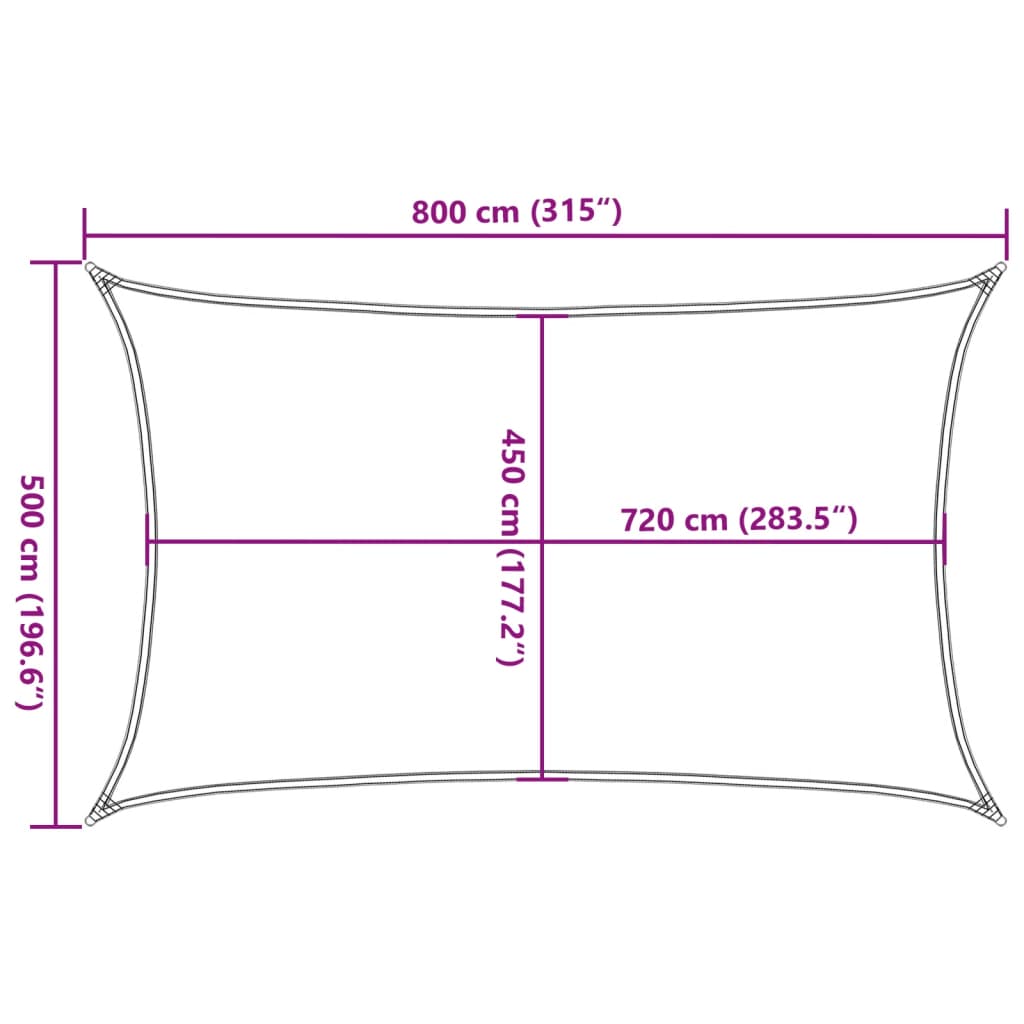 Sunshade Sail 160 g/m² Rectangular Sand 5x8 m HDPE