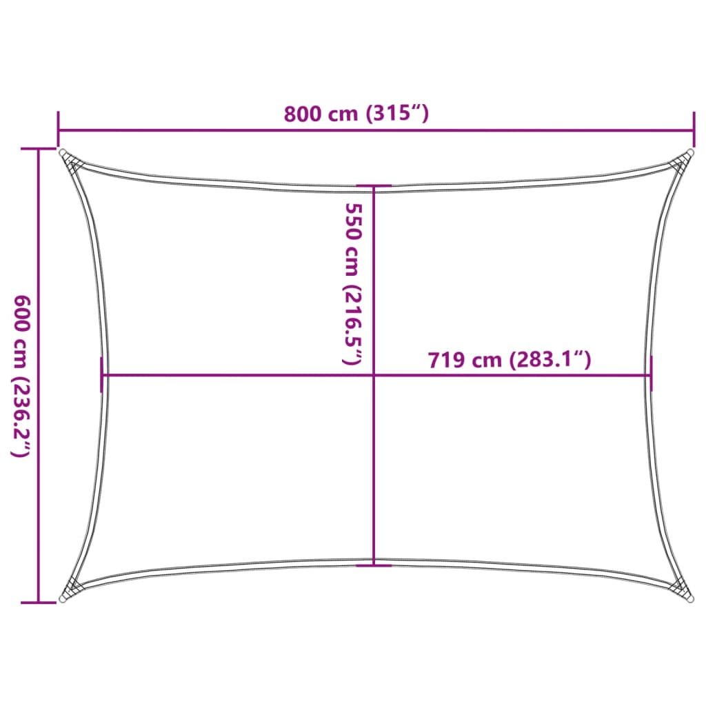 Sunshade Sail 160 g/m² Rectangular Sand 6x8 m HDPE