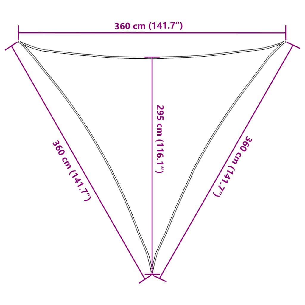 Sunshade Sail 160 g/m² Triangular Sand 3.6x3.6x3.6 m HDPE