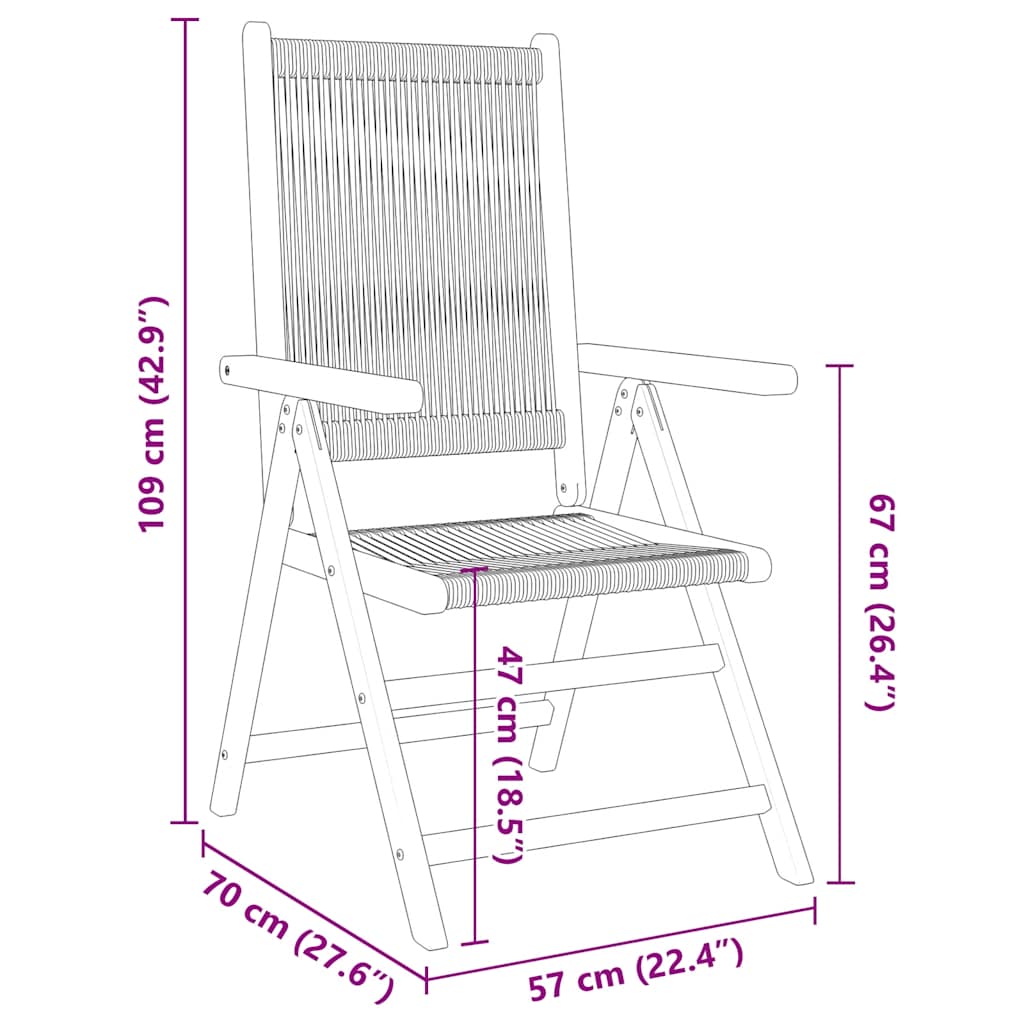 Reclining Folding Chairs 4 pcs Black Solid Wood Acacia