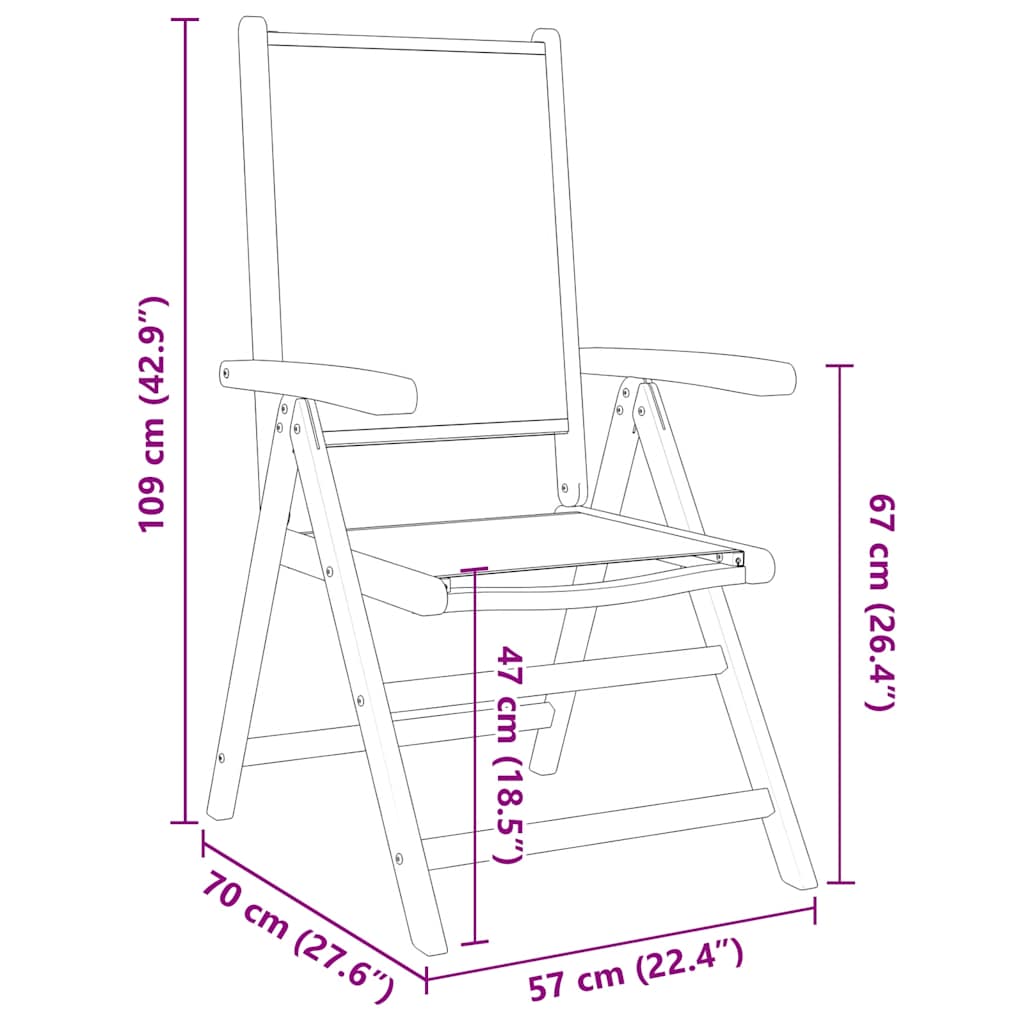 Reclining Folding Chairs 4 pcs Anthracite Fabric and Solid Wood