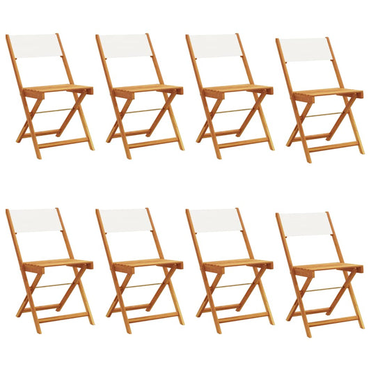 Folding Chairs 8 pcs Cream White Fabric and Solid Wood