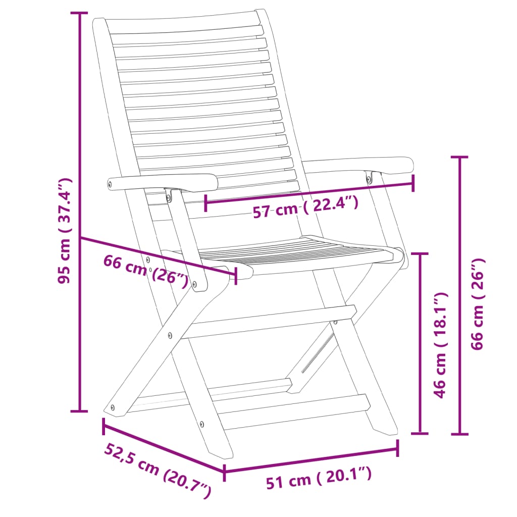 Folding Chairs 4 pcs 57x66x95 cm Solid Wood Acacia
