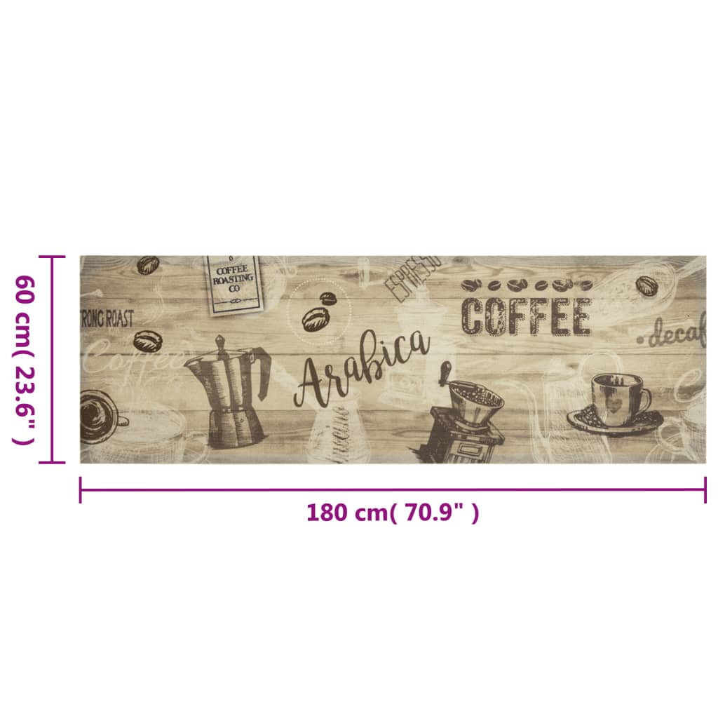 Kitchen Rug | Coffee Brown | Velvet_Top:100% Polyamide; Latex_Backing