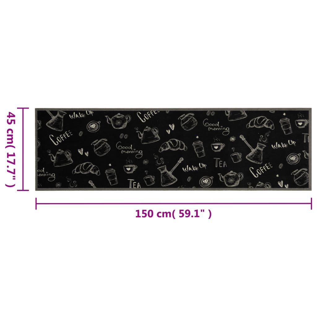 Kitchen Rug | Morning Black | Velvet (100% polyamide) | 45x150 cm