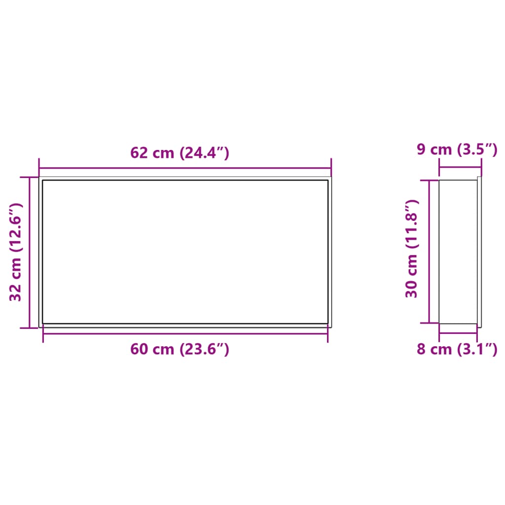 Shower Niche Matt Black 62x32x9 cm Stainless Steel