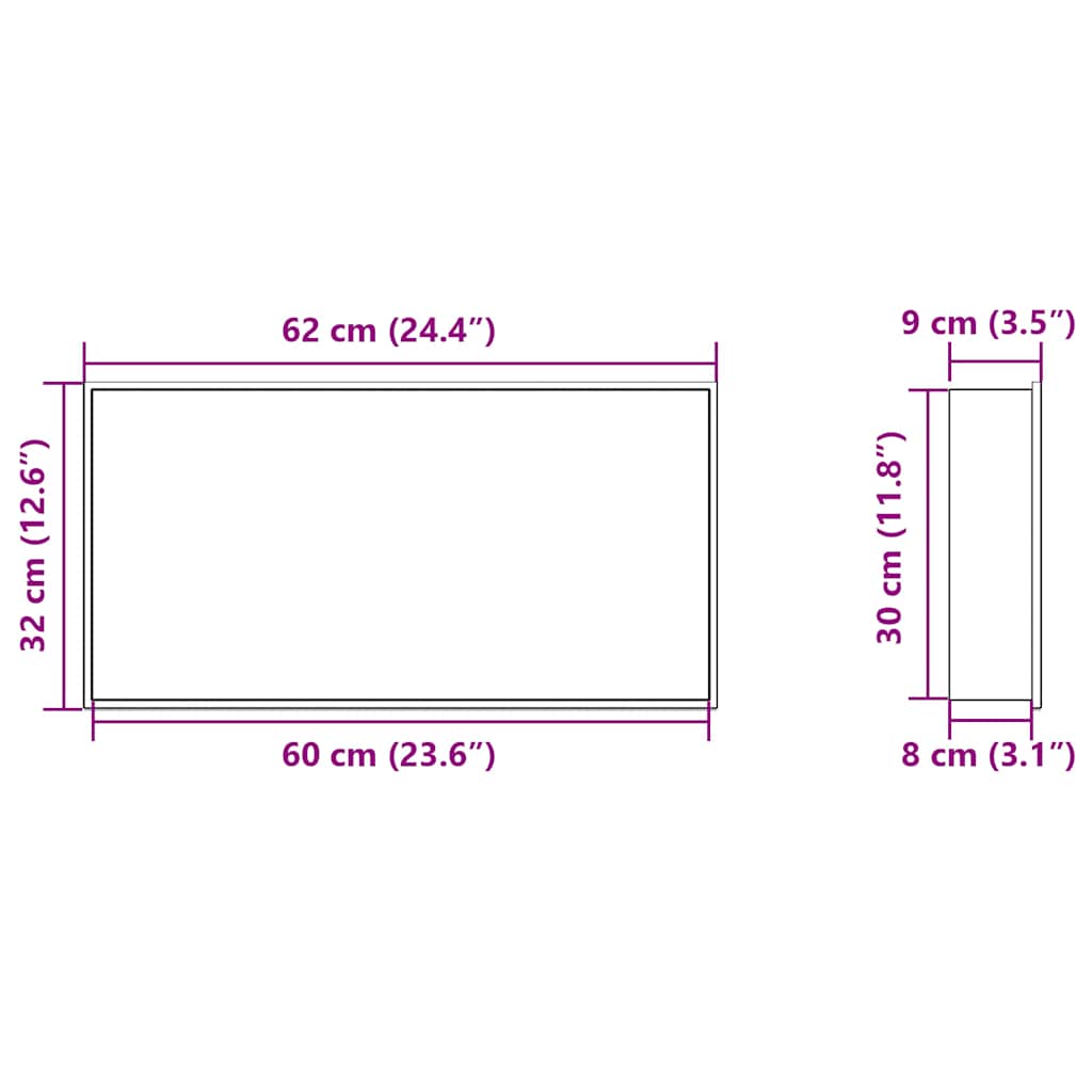 Shower Niche Matt White 62x32x9 cm Stainless Steel