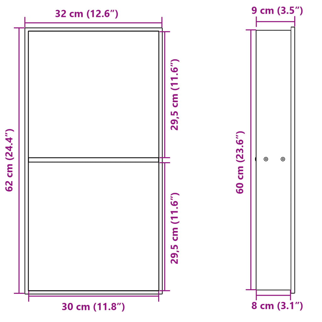 Shower Niche Matt White 32x62x9 cm Stainless Steel
