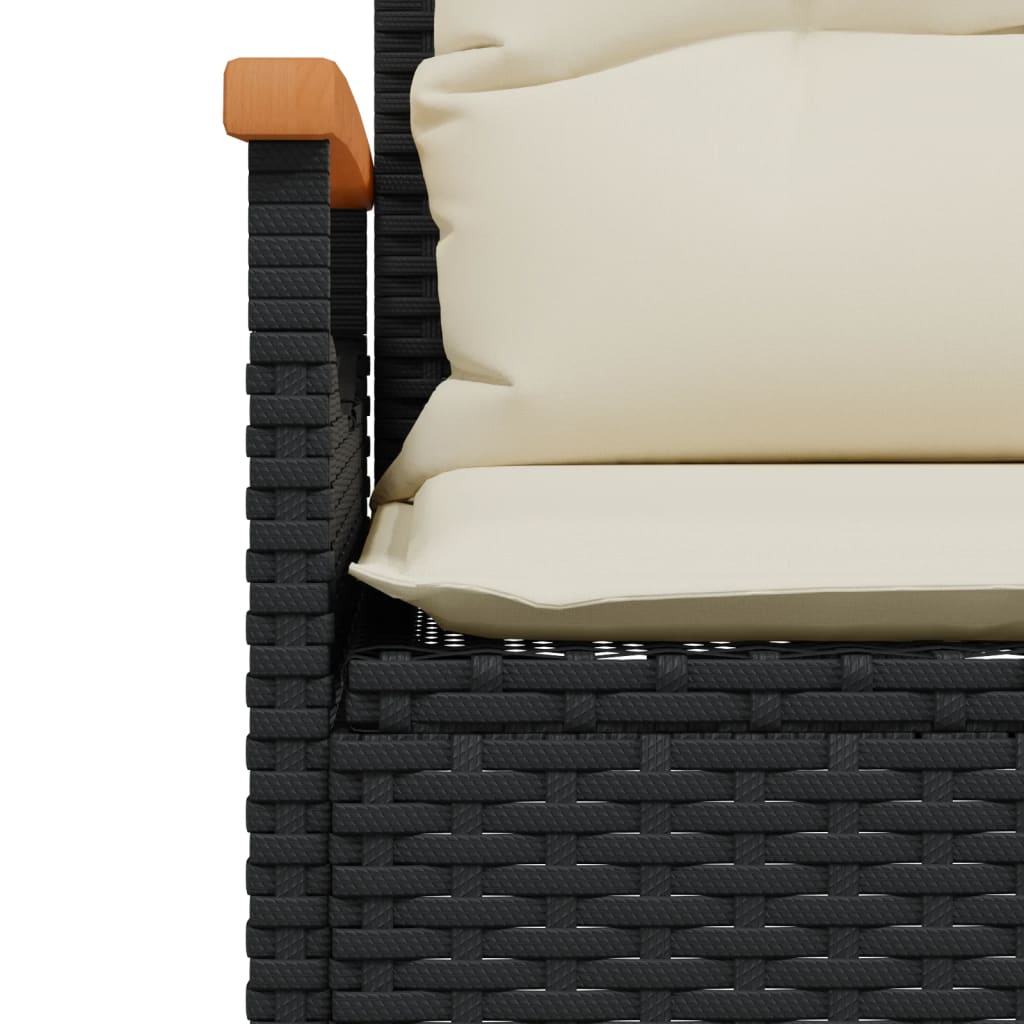 4 Piece Patio Sofa Set with Cushions Black Poly Rattan